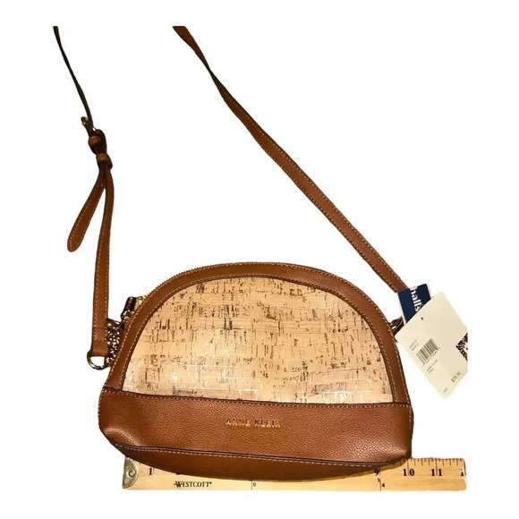 Anne Klein Tan Cork Triple Compartment Crossbody Purse - Picture 10 of 11